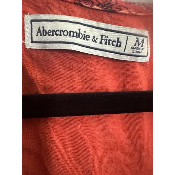 Abercrombie & Fitch Medium Dress Orange Floral Empire Waist Gray Velvet #5870 - Picture 8 of 16
